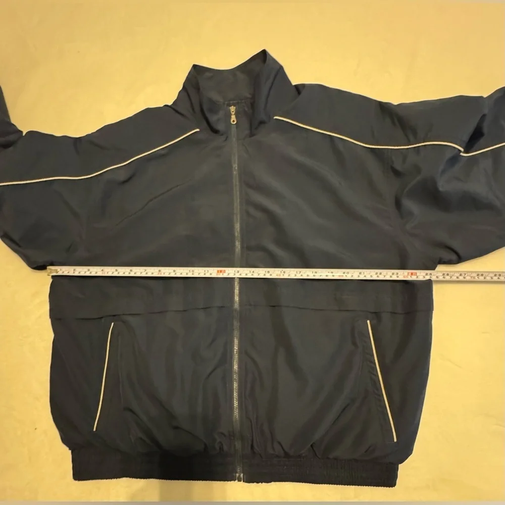 Roundtree & Yorke Sport Men's Navy Blue Lined Windbreaker Jacket Size L